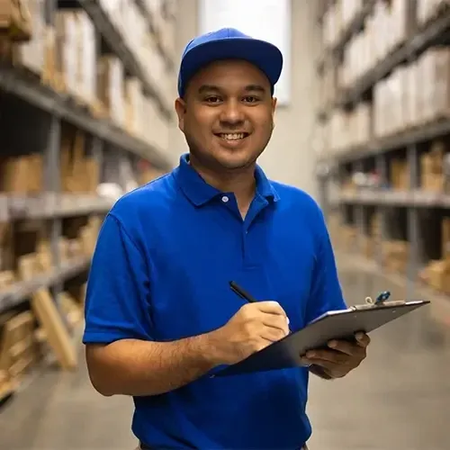 Profissional em auxiliar em gestão de logística e distribuição no dia a dia do ofício — rotina de estoque, distribuição e logística