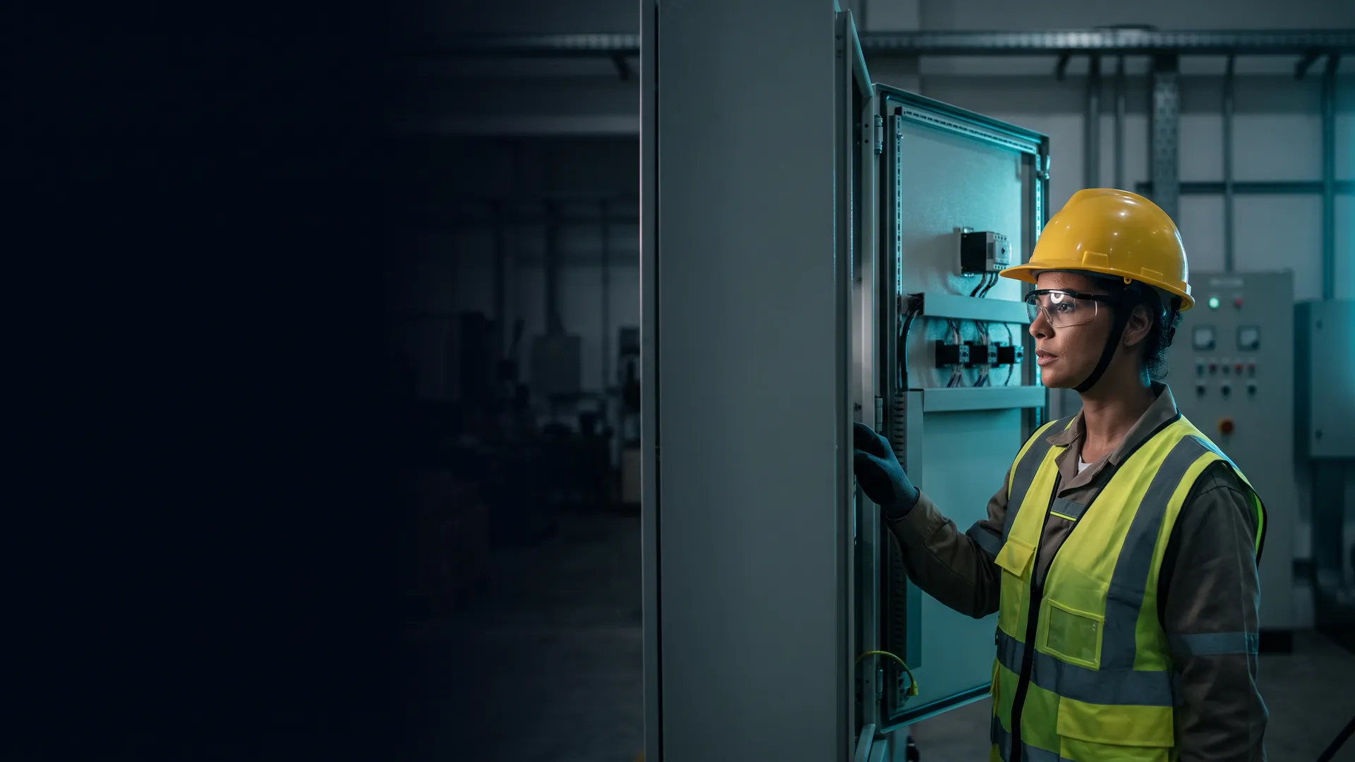 Profissional em eletricista industrial no dia a dia do ofício — redes, motores e manutenção elétrica na indústria